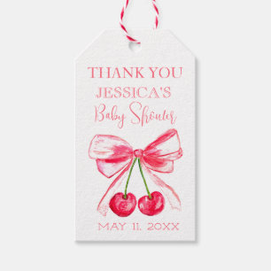 Elegant Coquette Pink Bow Baby Shower Girl Gift Tags