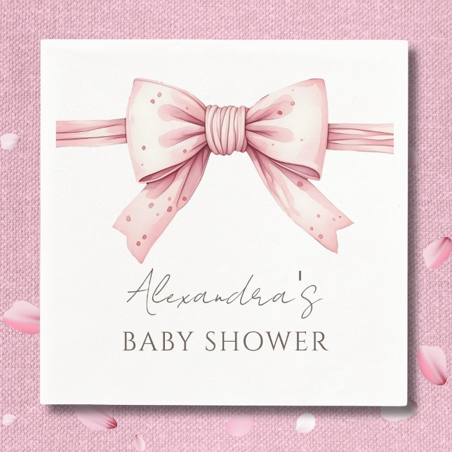 Elegant Coquette Pink Bow Baby Shower Napkin (Creator Uploaded)