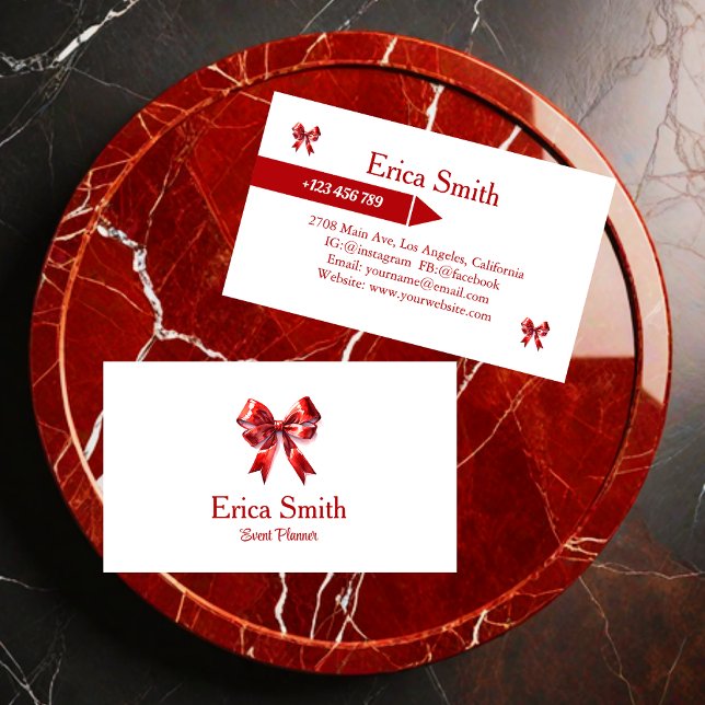 Elegant Coquette Red Bow  Business Card (Creator Uploaded)