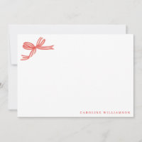Elegant Coquette Red Bow Personalised Stationery