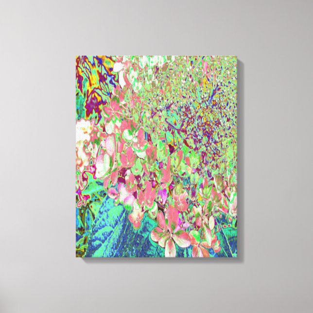 Elegant Coral and Chartreuse Limelight Hydrangea Canvas Print (Front)
