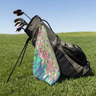 Elegant Coral and Chartreuse Limelight Hydrangea Golf Towel