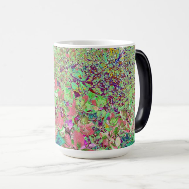 Elegant Coral and Chartreuse Limelight Hydrangea Magic Mug (Front Right)