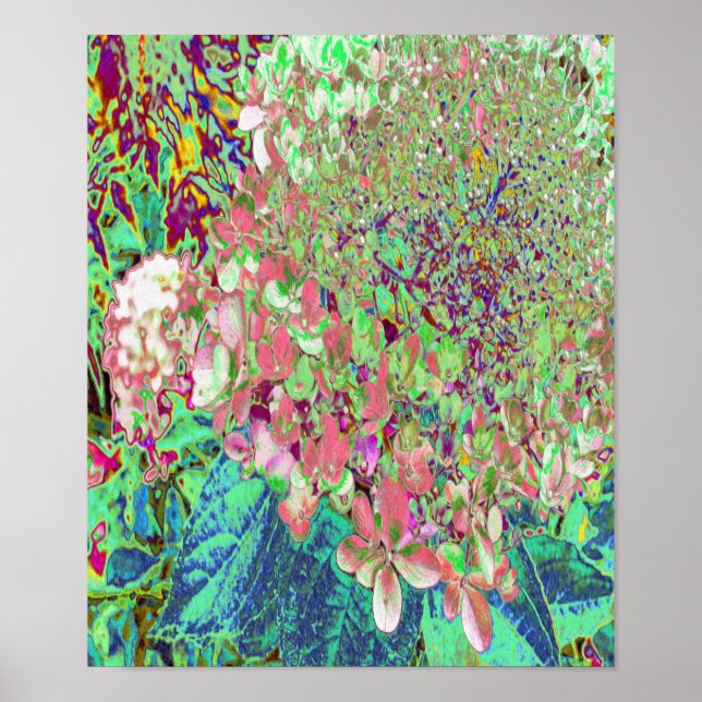 Elegant Coral and Chartreuse Limelight Hydrangea Poster (Front)
