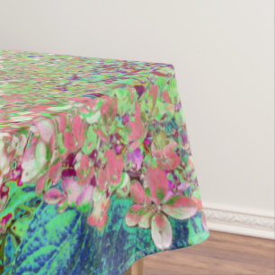 Elegant Coral and Chartreuse Limelight Hydrangea Tablecloth