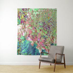 Elegant Coral and Chartreuse Limelight Hydrangea Tapestry