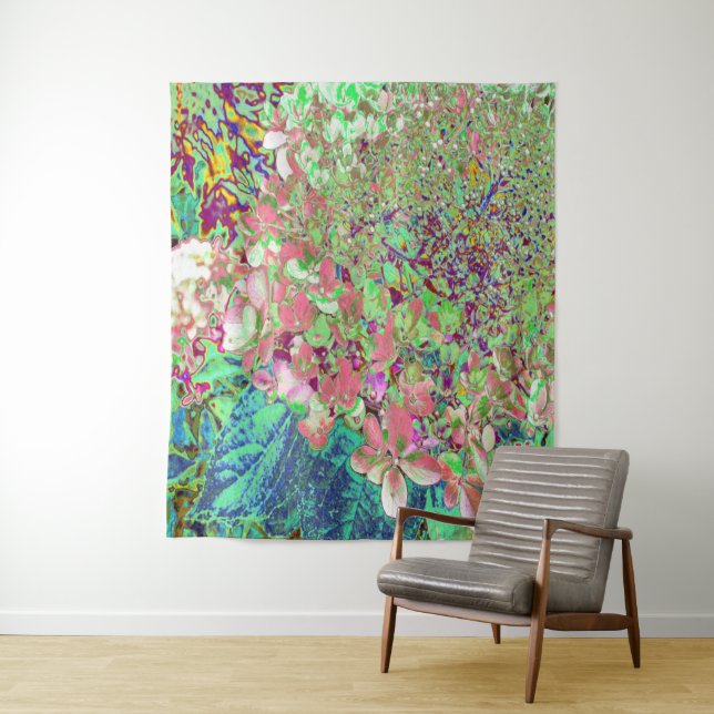 Elegant Coral and Chartreuse Limelight Hydrangea Tapestry (In Situ)