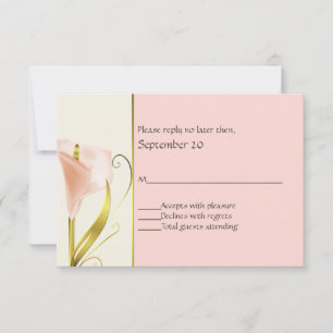 Elegant Coral and Gold Calla Lily Wedding RSVP Card
