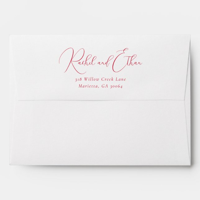 Elegant Coral Calligraphy Envelope (Back (Top Flap))