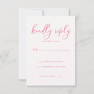 Elegant Coral Calligraphy RSVP Card