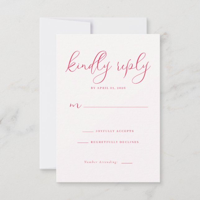Elegant Coral Calligraphy RSVP Card (Front)