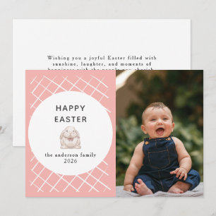 Elegant Coral & Cream Pattern  Happy Easter Photo Holiday Card