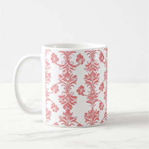 Elegant Coral Damask Pattern – Vintage Floral Mug
