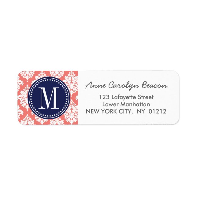 Elegant Coral Damask Personalised (Front)