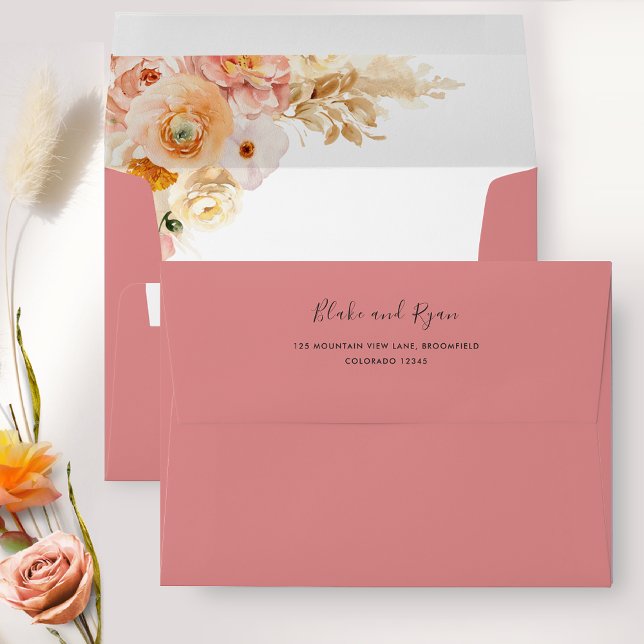 Elegant Coral Envelope with Peach Floral Inside (Creator Uploaded)