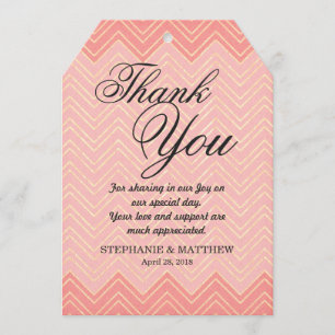 Elegant Coral & Faux Gold Zigzag Chevron Thank You Card