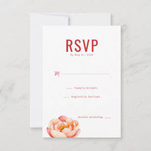 Elegant Coral Floral RSVP Card