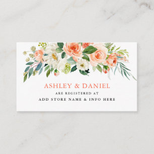 Elegant Coral Floral Wedding Registry Insert Card