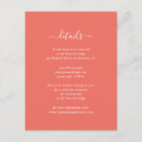 Elegant Coral Guest Information Cards