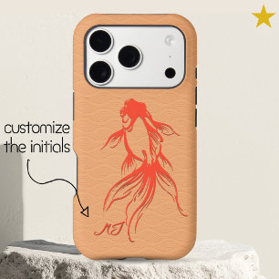 Elegant Coral Japanese Ink Goldfish Custom Name