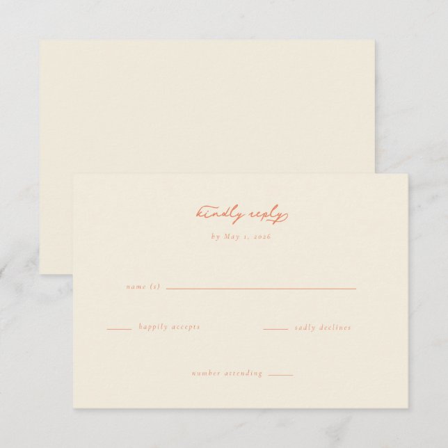 Elegant Coral Minimalist Invite (Front/Back)