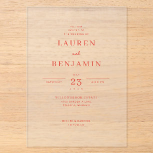 Elegant Coral Minimalist Wedding Invitation