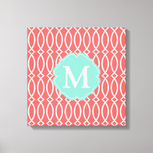 Elegant Coral Modern Trellis Personalised Canvas Print