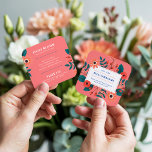Elegant coral navy blue floral boho flower bouquet square business card<br><div class="desc">Elegant coral navy blue floral boho flower bouquet</div>