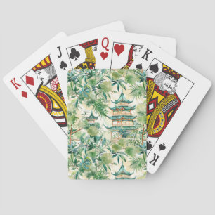 Elegant Coral Pagoda Sage Botanical Playing Cards