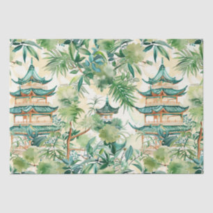 Elegant Coral Pagoda Sage Botanical Tissue Paper