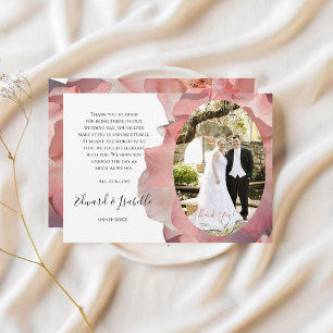 Elegant Coral Pink Floral Photo Thank You