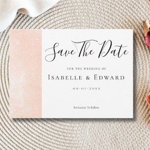 Elegant Coral Pink Floral Rose Minimalist Wedding Save The Date