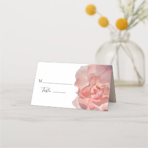 Elegant Coral Pink Floral Rose Wedding Table Place Card