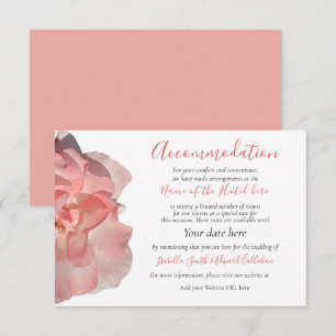 Elegant Coral Pink Floral Wedding Accommodation Enclosure Card