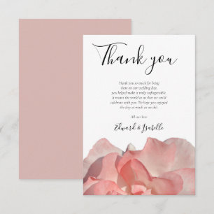 Elegant Coral Pink Floral Wedding Thank You Card