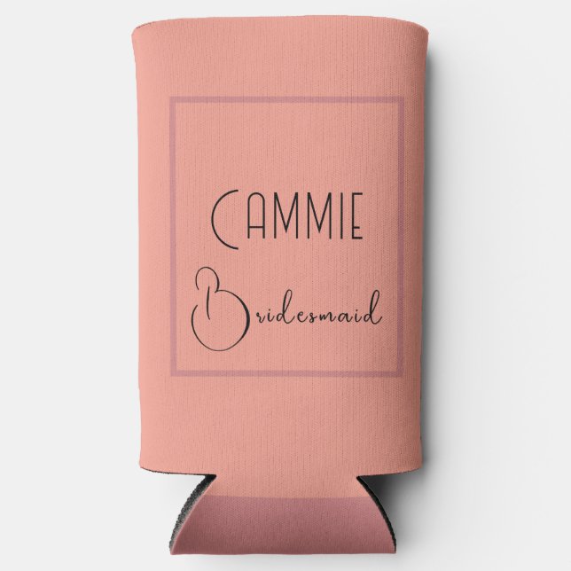 Elegant Coral Pink Glamping Bachelorette Party  Seltzer Can Cooler (Front)
