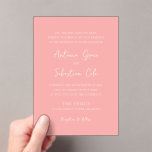 Elegant Coral Pink Modern Wedding Acrylic Invitations<br><div class="desc">Elegant wedding invitations featuring a simple design with script and serif fonts.</div>