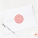 Elegant Coral Pink Modern Wedding Classic Round Sticker<br><div class="desc">Elegant wedding stickers featuring a simple design with your monogram in a script font.</div>