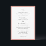 Elegant Coral Pink Monogram Modern Wedding Invitation<br><div class="desc">Modern wedding invitations featuring a clean design with serif and script fonts.</div>