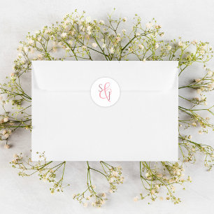Elegant Coral Pink Monogram Wedding Envelope Seal