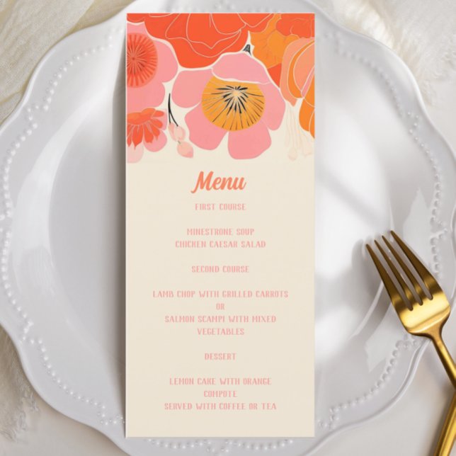 Elegant Coral Pink Poppy Flower Menu (Creator Uploaded)
