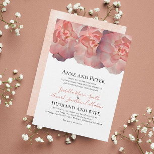 Elegant Coral Pink Rose Floral 2nd Wedding  Invitation