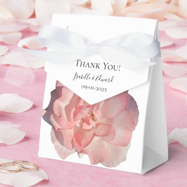 Elegant Coral Pink Rose Floral Wedding Guest Favour Box (Creator Uploaded)