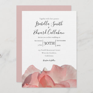 Elegant Coral Pink Rose Floral Wedding Invitation