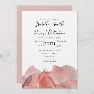 Elegant Coral Pink Rose Floral Wedding Invitation