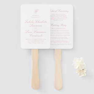 Elegant Coral Pink Traditional Wedding Program Hand Fan