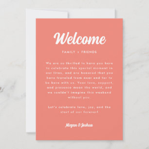Elegant Coral Pink Wedding Weekend Timeline Card