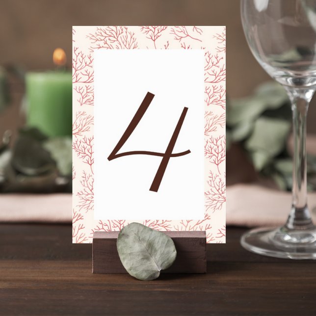 Elegant Coral Reef Wedding Table Number Card (Creator Uploaded)
