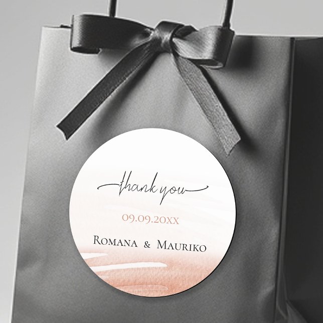 Elegant Coral Terracotta Wedding Classic Round Sticker (Creator Uploaded)