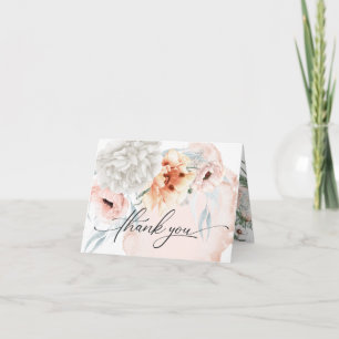 Elegant Coral Watercolor Floral Thank You Card
